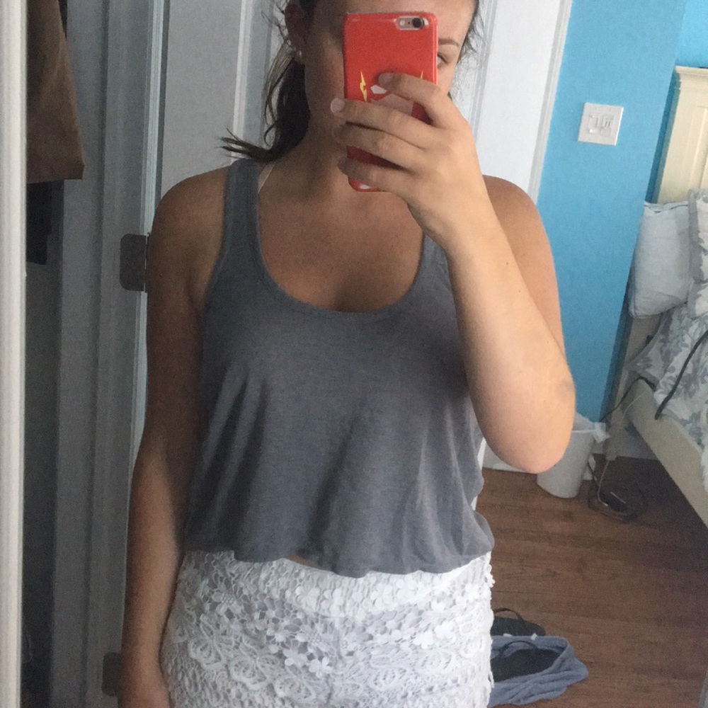 American Eagle High-Low Tank w Sheer Chiffon Back